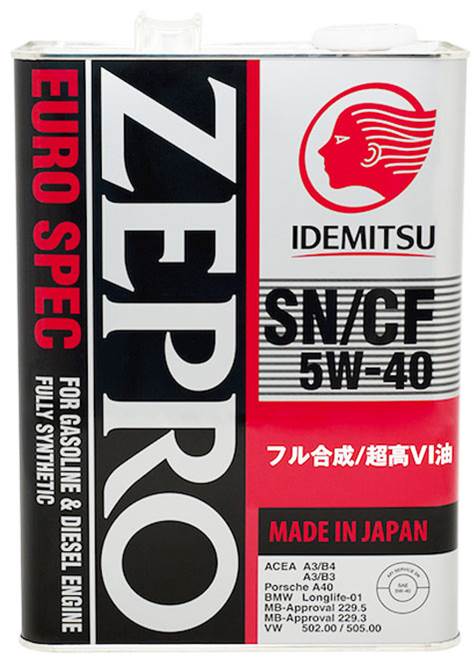 Моторное масло 5W40 синтетическое IDEMITSU Zepro Euro Spec SN/СF 4 л (1849041)